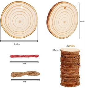 img 3 attached to 🪵 30 Pack of Unfinished Wood Slices 2.4"-2.8" - Guiffly Natural Wood Rounds with Pre-drilled Hole and 66 Feet of Twine String for Christmas Crafts, Ornaments, Party Décor, and Wedding Decoration