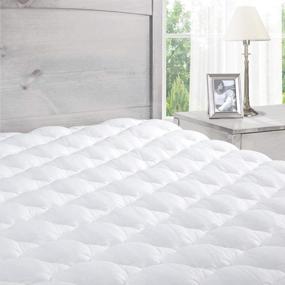 img 4 attached to Premium USA-Made Queen Size Pillowtop Mattress Topper - Extra Plush Pad with Fitted Skirt - Marriott Hotels' Favorite - Removable Pillowtop - ExceptionalSheets