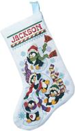 🐧 janlynn 80-0477 penguin joy stocking counted cross stitch kit: delight in festive penguin-themed holiday décor! logo