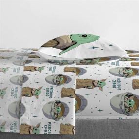 img 1 attached to 🌟 Super Soft and Cozy Star Wars The Mandalorian Curious Child Twin Sheet Set - 3 Piece Set with The Child Baby Yoda - Fade Resistant Microfiber Sheets - Official Star Wars Product