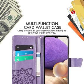 img 2 attached to Premium Lavender Leather Wallet Case with Butterfly and Flower Embossed Design for Samsung Galaxy A32 5G - Flip Phone Cover with Card Slots and Kickstand [2021 Released]