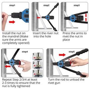 img 2 attached to 🔧 13'' Heavy Duty Hand Rivet Nut Gun Setter Kit with 100pcs Nuts - Professional Riveting Tool Set for M3 M4 M5 M6 M8 M10 M12 Sizes. Labor-Saving and Compact Design with Rugged Carrying Case