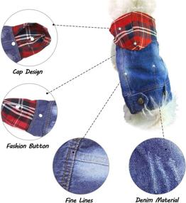 img 1 attached to 🐶 Stylish Pet Dog Cat Clothes: Denim Jacket with Hooded Grey Hat - Perfect One-Piece Outfit for Small/Medium Dogs & Cats (Red Checkered, S)