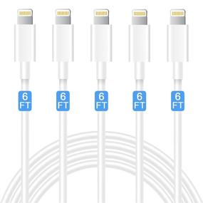 img 4 attached to JAHMAI 5Pack 6ft Lightning Cable: Сертифицированный зарядник Apple MFi для iPhone 13, 12, 11 Pro Max, XS Max, XR, X, 8, 7 Plus, 6S, SE, iPad Mini - Быстрая зарядка и синхронизация данных.