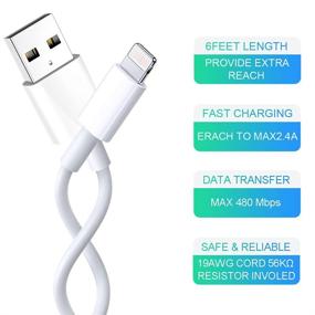 img 3 attached to JAHMAI 5Pack 6ft Lightning Cable: Сертифицированный зарядник Apple MFi для iPhone 13, 12, 11 Pro Max, XS Max, XR, X, 8, 7 Plus, 6S, SE, iPad Mini - Быстрая зарядка и синхронизация данных.