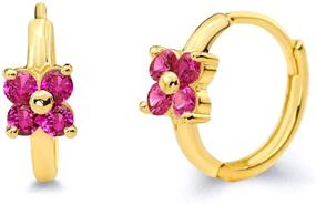 img 2 attached to 🌼 Radiant Yellow Gold Flower Huggie Earrings: Exquisite Jewelry for Girls