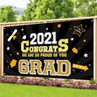 🎓 class of 2021 graduation banner: large 78” x 45” party supplies & decorations in black - perfect congrats grad photo prop/booth backdrop! логотип