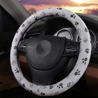 🐾 soft and cute paw printed grey automotive car steering wheel cover by raysell logo