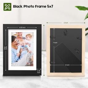 img 2 attached to 🖼️ Homuguz Black Wood 5x7 Picture Frame 4 Pack: Mat for 4x6 Picture, Real Glass, Wall Mount & Table Top Stand Display