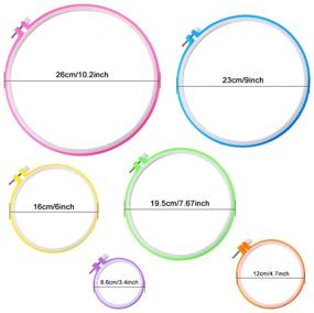 img 3 attached to 🧵 Caydo 6-Piece Embroidery Hoop Set with 15 Needles - Multicolor Plastic Circle Cross Stitch Hoop Rings, Sizes 3.4 to 10.4 Inches