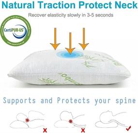 img 2 attached to 🌙 Sleepwell Bamboo Shredded Memory Foam Pillow - Luxuriously Soft, Cooling &amp; Breathable Cover with Zipper Closure - Alleviates Neck Discomfort, Snoring and Assists in Managing Asthma - Ideal for Back, Stomach, and Side Sleepers