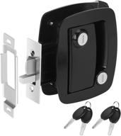 🚪 rv camper entry door lock with paddle deadbolt - durable metal door latch handle, zinc alloy replacement kit for secure horse travel trailer cargo hauler - black finish, non-key alike logo