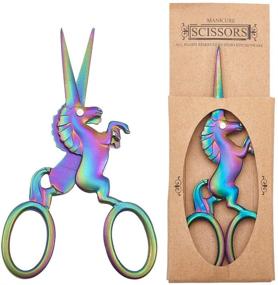 img 4 attached to SunnyClue 1pc Unicorn Embroidery Sewing Scissors 4.5 Inch Small Snips - Stainless Steel Sharp Tip - Brow Shaping - Vintage Scissors Shears for DIY Crafting, Needlework, Threading, and Artwork