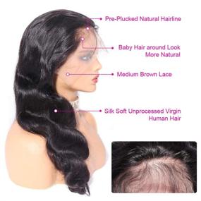 img 1 attached to Человеческие волосы Body Wave с кружевным фронтом для черных женщин - Парик с высокой плотностью 150% из волос бразильской девственницы, 18 дюймов