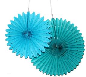 img 3 attached to 🎉 Vibrant LG-Free 5pcs 12inch 16inch Assorted Party Paper Fan Set for Stunning Decor - Tissue Honeycomb Fans, Hanging Paper Fans, Pom Poms, Ideal for Weddings, Birthdays, and More (Mint Teal Blue)