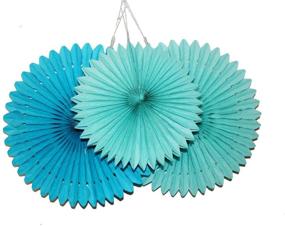img 2 attached to 🎉 Vibrant LG-Free 5pcs 12inch 16inch Assorted Party Paper Fan Set for Stunning Decor - Tissue Honeycomb Fans, Hanging Paper Fans, Pom Poms, Ideal for Weddings, Birthdays, and More (Mint Teal Blue)