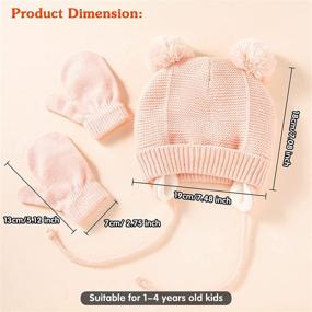 img 3 attached to 🧸 Warm Winter Hat and Gloves Set for Babies, Knitted Bear Beanie Cap with Fleece Earflap and Mittens, Cute Pompom Hat for Kids 1-4 Years