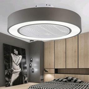 img 1 attached to 🏢 Orillon Modern Macaron Ceiling Fan with Light for Indoor Kitchen Bathroom Bedroom, Remote LED 3 Color Lighting Low Profile Quiet Electric Fan with 4 ABS Blades, 22 inches (Grey)