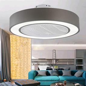 img 2 attached to 🏢 Orillon Modern Macaron Ceiling Fan with Light for Indoor Kitchen Bathroom Bedroom, Remote LED 3 Color Lighting Low Profile Quiet Electric Fan with 4 ABS Blades, 22 inches (Grey)