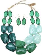 vibrant multi greens resin collar necklace – make a bold statement with emerald jade malachite colored chunky jewelry! logo