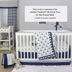img 2 attached to 🚢 Navy Blue Anchors Fitted Crib Sheet - Premium 100% Cotton Baby Boy Nautical Theme Bedding for Nursery and Toddler Bed