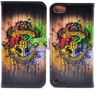🎨 yhb case for ipod touch 7 & touch 6 - watercolor art pattern leather wallet credit card holder pouch flip stand case cover with magic badge 7th generation logo