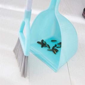 img 1 attached to Xifando Mini Broom with Dustpan for Kids: Little Housekeeping Helper Set in Light Blue, Extended Size