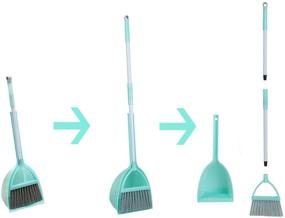 img 2 attached to Xifando Mini Broom with Dustpan for Kids: Little Housekeeping Helper Set in Light Blue, Extended Size