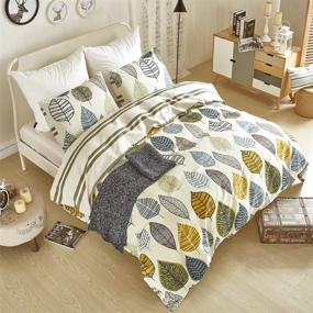 img 4 attached to 🌿 Aimay King Size Duvet Cover Set: Colorful Leaves Pattern Design in 100% Pure Cotton, Zipper Closure, Ultra Soft and Comfy, Breathable - 3 Piece Bedding Set (104"x 90")