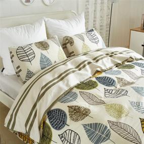 img 3 attached to 🌿 Aimay King Size Duvet Cover Set: Colorful Leaves Pattern Design in 100% Pure Cotton, Zipper Closure, Ultra Soft and Comfy, Breathable - 3 Piece Bedding Set (104"x 90")