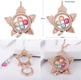 img 3 attached to 6pcs Mixed Flower Floating Locket Set in Rose Gold, Living Memory Charms with Glass Lockets for Necklace Pendant Dangle DIY Jewelry Making. Perfect Accessory for Pearl Party Shows. (A15)