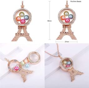 img 1 attached to 6pcs Mixed Flower Floating Locket Set in Rose Gold, Living Memory Charms with Glass Lockets for Necklace Pendant Dangle DIY Jewelry Making. Perfect Accessory for Pearl Party Shows. (A15)