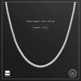 img 3 attached to 📿 Amberta 925 Sterling Silver Venice Box Chain Necklace - 2mm Width, 18" to 26" Length