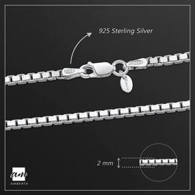 img 2 attached to 📿 Amberta 925 Sterling Silver Venice Box Chain Necklace - 2mm Width, 18" to 26" Length