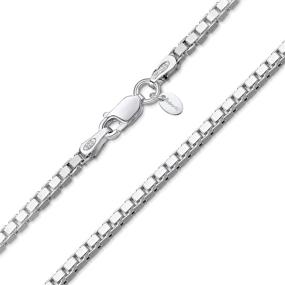 img 4 attached to 📿 Amberta 925 Sterling Silver Venice Box Chain Necklace - 2mm Width, 18" to 26" Length