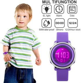 img 3 attached to 🌈 Multi-Function Waterproof Kids Watch with 7 Color Lights, Alarm, Stopwatch - Ideal Sport Wrist Digital Watch for Boys and Girls