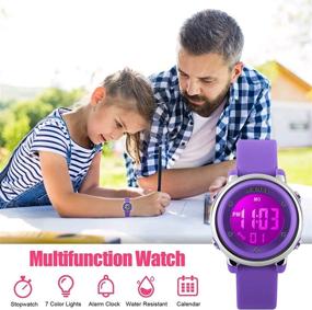 img 1 attached to 🌈 Multi-Function Waterproof Kids Watch with 7 Color Lights, Alarm, Stopwatch - Ideal Sport Wrist Digital Watch for Boys and Girls