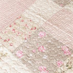 img 2 attached to 🌸 Queen Size Floral Country Quilted Bedspread Set - SLPR Secret Garden Patchwork Cotton Bedding with 2 Shams