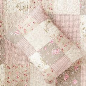 img 3 attached to 🌸 Queen Size Floral Country Quilted Bedspread Set - SLPR Secret Garden Patchwork Cotton Bedding with 2 Shams