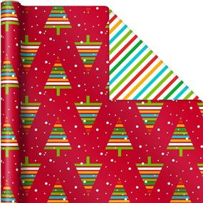img 2 attached to 🎁 Hallmark Reversible Christmas Wrapping Paper for Kids - Vibrant Brights, Stripes, Trees, Ornaments, Polka Dots (3 Rolls: 120 sq. ft. ttl)