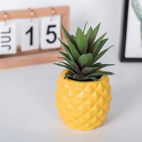 img 1 attached to 🍍 Lvydec Artificial Succulent Pineapple Decoration for Home Office Tabletop - Yellow, Potted Fake Plant