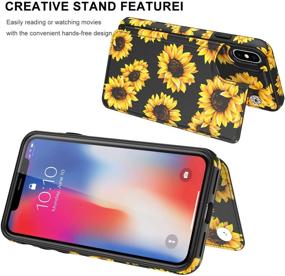 img 1 attached to 🌻 Stylish Blooming Sunflowers Leather Wallet Case for iPhone Xs Max - Fashionable Flip Folio Cover with Card Slots, Kickstand & Protection for Girls and Women