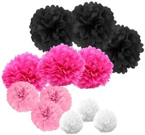 img 4 attached to Vibrant Paper Jazz Hanging Pompoms: 12pcs Black Pink White Tissue Decor for Kids Birthday, Baby Shower, Wedding, Diva Party