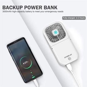 img 3 attached to DYSERLAO Handheld Fan - 3000mAh Rechargeable Battery Portable Mini Fan with 3 Adjustable Speeds - Long-lasting Operation up to 4-10 Hours - Low Noise - Lanyard - Ideal for Girls, Kids, Women, Men - Home, Office, Travel, Outdoor Use - White