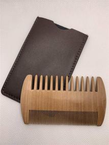 img 4 attached to Alottery's Handmade Wooden Beard Combs - Dual Action Fine & Coarse Teeth for Hair and Men's Beard, with Case - Natural Wood Comb