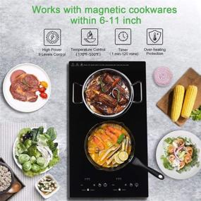 img 1 attached to 🔌 110V Portable Electric Induction Cooktop with Digital Black Crystal LED Screen, Double Countertop Burner for Efficient Cooking Experience