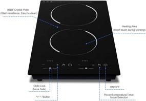 img 2 attached to 🔌 110V Portable Electric Induction Cooktop with Digital Black Crystal LED Screen, Double Countertop Burner for Efficient Cooking Experience