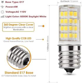 img 2 attached to E17 LED Light Bulbs Microwave Appliance Light Bulb For Refrigerator Range Hood Over Stove Part 8206232A 1890433 8206232 AP4512653 AC 110V-130V (4W-3 Pack