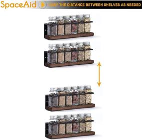 img 1 attached to 🌶️ SpaceAid Spice Rack Organizer - Cabinet Door or Wall Mount (4 Pack) with 415 Spice Labels - Wooden Hanging Seasoning Shelf for Cupboard Pantry or Stove