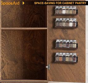 img 2 attached to 🌶️ SpaceAid Spice Rack Organizer - Cabinet Door or Wall Mount (4 Pack) with 415 Spice Labels - Wooden Hanging Seasoning Shelf for Cupboard Pantry or Stove